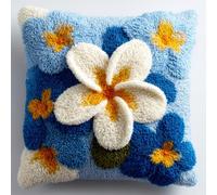Taxpy DIY Latch Hook Rug Kits, Frangipani Latch Hook Cushion Kits Pillowcase Rug Pattern Arts and Crafts Crochet Needlework 43x43cm