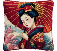 Taxpy DIY Latch Hook Rug Kits, Kimono Girl Latch Hook Cushion Kits Pillowcase Rug Crochet Needlework DIY Needlework Pillow Cover Sofa Cushion 43x43cm