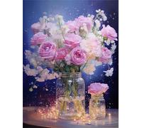 Taxpy DIY Paint by Numbers Kits（DIY Frame） 50x70cm Fantasy Pink Roses Digital Painting by Numbers Canvas Beginner Adults for Gifts Home Wall Decor