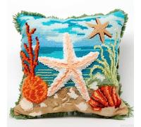 Taxpy DIY Pillow Embroidery Kit Pink Starfish Latch Hook Kits Pillow Animal DIY Handmade Cushion Crochet Yarn Embroidery Latch Kit Pillowcase 17X17In B