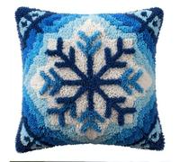 Taxpy Kit Pre-Printed Hook and Latch Rug Kits Snowflake Latch Hook Cushion Kit for Adults Beginners Cross-Stitch Embroidery Cushion Cover for Home Sofa Decoration 17X17 Inch