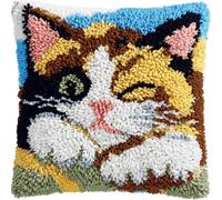Taxpy Latch Hook Cushion Kit Cat Design Creative Gift DIY Craft for Adults