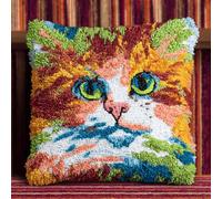 Taxpy Latch Hook Cushion Kit Cat Design with Pre-Cut Yarn for Home Decor