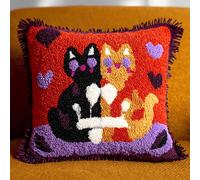 Taxpy Latch Hook Cushion Kit Cat Design with Pre-Cut Yarn for Home Decor