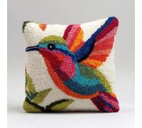 Taxpy Latch Hook Cushion Kit DIY Hummingbird Courtship U-Dive Flight Cushion Cover 43x43cm,Beginner Friendly Craft Kit with Preprinted Patterns,Pillowcase for Adults & Beginners,Home Decor-3