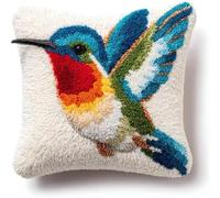 Taxpy Latch Hook Cushion Kit DIY Hummingbird Courtship U-Dive Flight Cushion Cover 43x43cm,Beginner Friendly Craft Kit with Preprinted Patterns,Pillowcase for Adults & Beginners,Home Decor-2