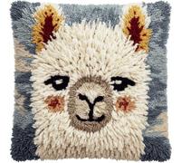 Taxpy Latch Hook Cushion Kit for Adults Beginners Alpaca Complete All-in-One DIY Rug Making Kit with Hook, Yarn and Canvas-Creative Craft Gift- Home Decor Pillow Cover 17X17 Inch