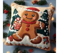 Taxpy Latch Hook Cushion Kit for Adults Beginners,Christmas Pre-Printed Latch Hook Kits 17x17 inch,DIY Cross Stitch Pillow Making Set for Home Sofa Decor -12