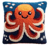 Taxpy Latch Hook Cushion Kit for Adults Beginners - Complete All-in-One DIY Rug Making Kit with Hook, Yarn & Canvas - Creative Craft Gift- Home Decor Pillow Cover (Octopus 17X17 Inch.