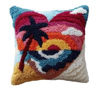 Taxpy Latch Hook Cushion Kit for Adults Beginners - Complete All-in-One DIY Rug Making Kit with Hook, Yarn & Canvas - Creative Craft Gift- Home Decor Pillow Cover 17X17 Inch