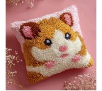 Taxpy Latch Hook Cushion Kit for Adults Beginners Hamster Complete All-in-One DIY Rug Making Kit with Hook, Yarn & Canvas-Creative Craft Gift- Home Decor Pillow Cover 17X17 Inch