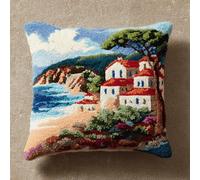 Taxpy Latch Hook Cushion Kit for Adults Beginners Landscape Complete All-in-One DIY Rug Making Kit with Hook, Yarn & Canvas-Creative Craft Gift- Home Decor Pillow Cover 17X17 Inch