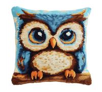 Taxpy Latch Hook Cushion Kit - Owl Pattern Pre-Printed Cushion Cover, DIY Latch Hook Pillow Kit for Adults & Beginners,43x43cm Embroidery Craft Set