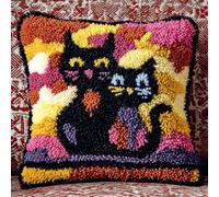 Taxpy Latch Hook Cushion Kit Pre-Printed Cat Design DIY Craft for Beginners