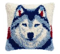 Taxpy Latch Hook Cushion Kit,Snow Wolf 17X17In