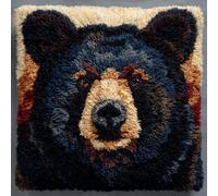 Taxpy Latch Hook Cushion Kits, Animal Black Bear Pillow Case Rug Cover Beginner DIY Needlework Embroidery Kits Handmade Set 43 * 43cm