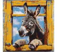 Taxpy Latch Hook Cushion Kits, Animal Donkey Latch Hook Pillow Case Kits Embroidery Kit 43x43cm, DIY Needlework Pillow Cover Sofa Cushion Rug Making Kit