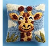 Taxpy Latch Hook Cushion Kits, Animal Giraffe Pillow Case Rug Cover Beginner DIY Needlework Embroidery Kits Handmade Set 43 * 43cm