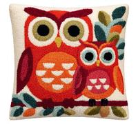 Taxpy Latch Hook Cushion Kits, Animal Owl Pillow Case Rug Cover DIY Needlework Embroidery Kits Handmade Cushion Kit 43x43cm