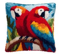 Taxpy Latch Hook Cushion Kits, Animal Parrot Pillow Cover Making Crochet Craft Kits Pre Printed Canvas Wool Yarn DIY Needlework Pillow Cover Sofa Cushion 43x43cm