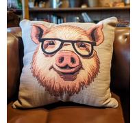 Taxpy Latch Hook Cushion Kits, Animal Pig Pillow Case Cushion Rug Cover DIY Needlework Embroidery Kits Handmade Hook Set 43x43cm