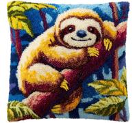 Taxpy Latch Hook Cushion Kits, Animal Sloth Latch Hook Pillow Case Kits Embroidery Kit Carpet Set 43x43cm, DIY Needlework Pillow Cover Sofa Cushion Rug Making Kit