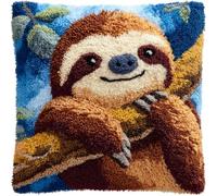 Taxpy Latch Hook Cushion Kits, Animal Sloth Pillow Case Rug Cover DIY Needlework Embroidery Kits Handmade Cushion Kit 43x43cm