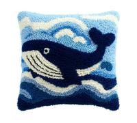 Taxpy Latch Hook Cushion Kits, Animal Whale Latch Hook Pillow Case Kits Embroidery Carpet Set, Sofa Cushion Making Kit, DIY Craft Kit 43x43 cm
