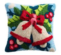 Taxpy Latch Hook Cushion Kits, Cartoon Bell Pillow Cover Making Crochet Craft Kits Pre Printed Canvas Wool Yarn DIY Needlework Pillow Cover Sofa Cushion 43x43cm