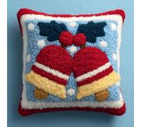 Taxpy Latch Hook Cushion Kits, Christmas Bells Latch Hook Pillow Case Kits Embroidery Kit 43x43cm, DIY Needlework Pillow Cover Sofa Cushion Rug Making Kit
