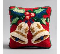 Taxpy Latch Hook Cushion Kits, Christmas Bells Pillow Case Rug Cover Beginner DIY Needlework Embroidery Kits Handmade Set 43 * 43cm