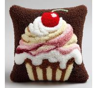 Taxpy Latch Hook Cushion Kits, Dessert Patterns Latch Hook Pillow Case Kits Embroidery Kit Carpet Set 43x43 cm, DIY Needlework Pillow Cover Sofa Cushion, DIY Craft Kit