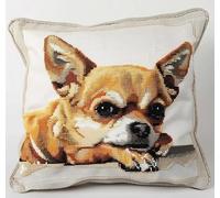 Taxpy Latch Hook Cushion Kits for Adults Chihuahua 43X43Cm DIY Needlework Embroidery Kits Rug Cover Pillowcase for Beginner Handmade Set Craft Sofa Home Decor