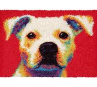 Taxpy Latch Hook Cushion Kits for Adults,Colorful Pitbull Dog 39x55in/100 x140cm Latch Hook Rug Case Kits Embroidery Kits DIY Needlework Rug Cover Sofa Cushion Rug Making Kits, DIY Craft Kits -