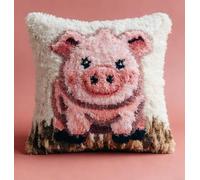 Taxpy Latch Hook Cushion Kits for Adults Cute Little Pig 43X43Cm DIY Needlework Embroidery Kits Rug Cover Pillowcase for Beginner Handmade Set Craft Sofa Home Decor
