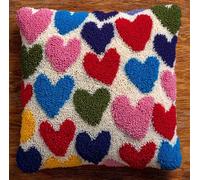 Taxpy Latch Hook Cushion Kits for Adults Love 43X43Cm DIY Needlework Embroidery Kits Rug Cover Pillowcase Beginner Handmade Set Craft Sofa Home Decor