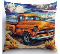 Taxpy Latch Hook Cushion Kits for Adults Retro Cars 43X43Cm DIY Needlework Embroidery Kits Rug Cover Pillowcase Beginner Handmade Set Craft Sofa Home Decor