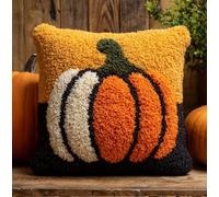 Taxpy Latch Hook Cushion Kits Pumpkin Pillowcase Kits Embroidery Kit 17X17 Inch DIY Needlework Pillow Cover Sofa Cushion Rug Making