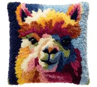Taxpy Latch Hook Kit, Animal Alpaca Animal Latch Hook Pillow Kits for Adults Crochet Yarn Cushion Pre-Printed Needlework Handcraft 17X17 Inch