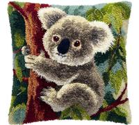 Taxpy Latch Hook Kit, Koala Animal Latch Hook Pillow Kits for Adults Crochet Yarn Cushion Pre-Printed Needlework Handcraft 17X17 Inch
