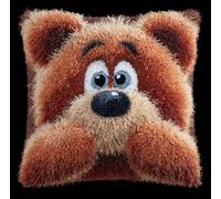 Taxpy Latch Hook Kit Pillow for Adults and Beginners Cushion Cover Bear Pattern Printed Throw Pillow Case Cushion Cover Pillowcase Embroidery Kit Embroidery with Printed Canvas,43×43Cm