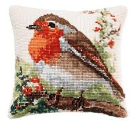 Taxpy Latch Hook Kit Robin Bird Pillow Cover 43x43cm,Adults Beginners Pre-Printed Embroidery Cushion Making Kit,Crochet Yarn Latch Hook Rug Style Pillow for Sofa Decor -6