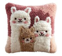 Taxpy Latch Hook Kits, Animal Alpaca Pillow DIY Rug Crochet Hook Cushion Making Kits with Preprinted Pattern Canvas Handmade Cushion Kit 43x43cm