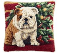 Taxpy Latch Hook Kits, Animal Dog DIY Pillowcase Hook and Latch Kit, Needlework Cushion Cover Hand Craft Crochet Sofa Decoration 43x43cm