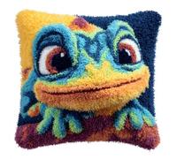Taxpy Latch Hook Kits, Animal Lizard Pillow for Pillow Pre-Printed Patterns Pillowcase Needlework Crochet Yarns Latch Hooking Cushion 17x17inch