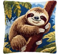 Taxpy Latch Hook Kits, Animal Sloth Pillow Cover DIY Cushion Cross Stitch Crochet Hook Pillowcase Making Kits Preprinted Pattern Canvas Cushion 17x17inch