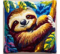 Taxpy Latch Hook Kits, Animal Sloth Pillow DIY Rug Crochet Hook Cushion Making Kits with Preprinted Pattern Canvas Handmade Cushion Kit 43x43cm