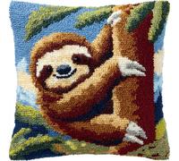 Taxpy Latch Hook Kits, Animal Sloth Pillow for Pillow Pre-Printed Patterns Pillowcase Needlework Crochet Yarns Latch Hooking Cushion 17x17inch