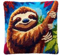 Taxpy Latch Hook Kits, Animal Sloth Pillow with Printed Canvas Handmade Cushion Crochet Yarn Embroidery DIY Hook and Latch Kit Pillowcase Decoration 43x43cm