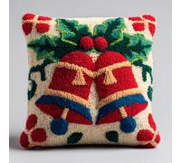 Taxpy Latch Hook Kits, Cartoon Bell Pillow Cover DIY Cushion Cross Stitch Crochet Hook Pillowcase Making Kits Preprinted Pattern Canvas Cushion 17x17inch